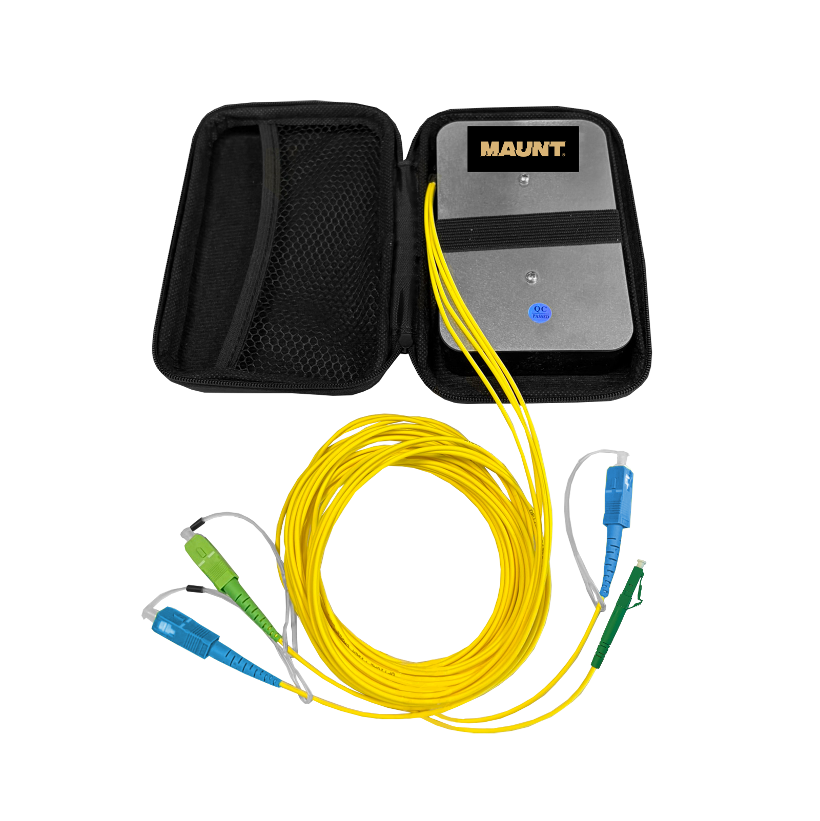Voor-/naspanhaspel set, gekalibreerd, 2x 1000m, SC/PC-SC/APC & SC/PC-LC/APC 1x 1000m, SC/APC-SC/APC, SM, 2.0mm, 5m